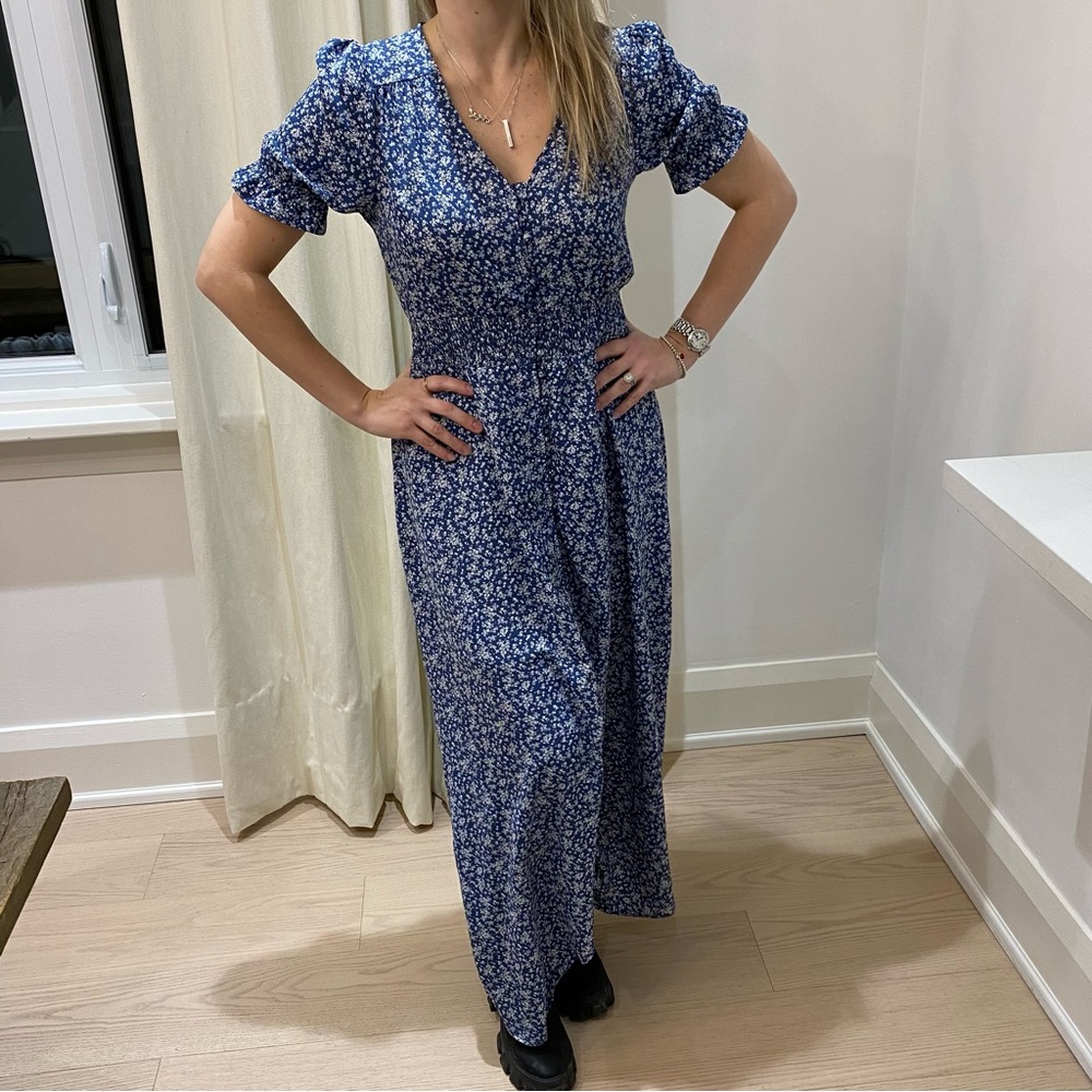 Hayden Navy Floral Maxi Dress with Cream Accents - Picture 6 of 15